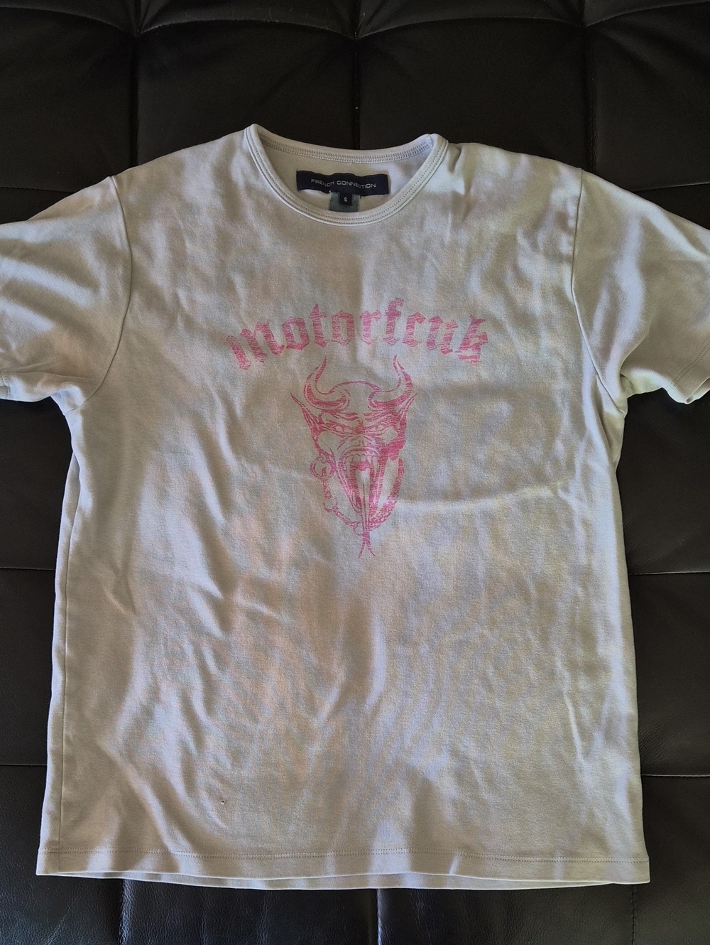 Vintage French Connection Tee with Pink Print Motorfcuk MOTOTHEAD 2000 Sz Small